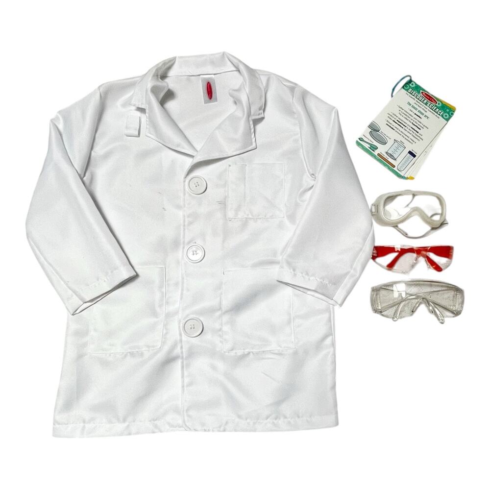 Melissa & Doug Dress Up Scientist Lab Coat Costume Set Size 5-8